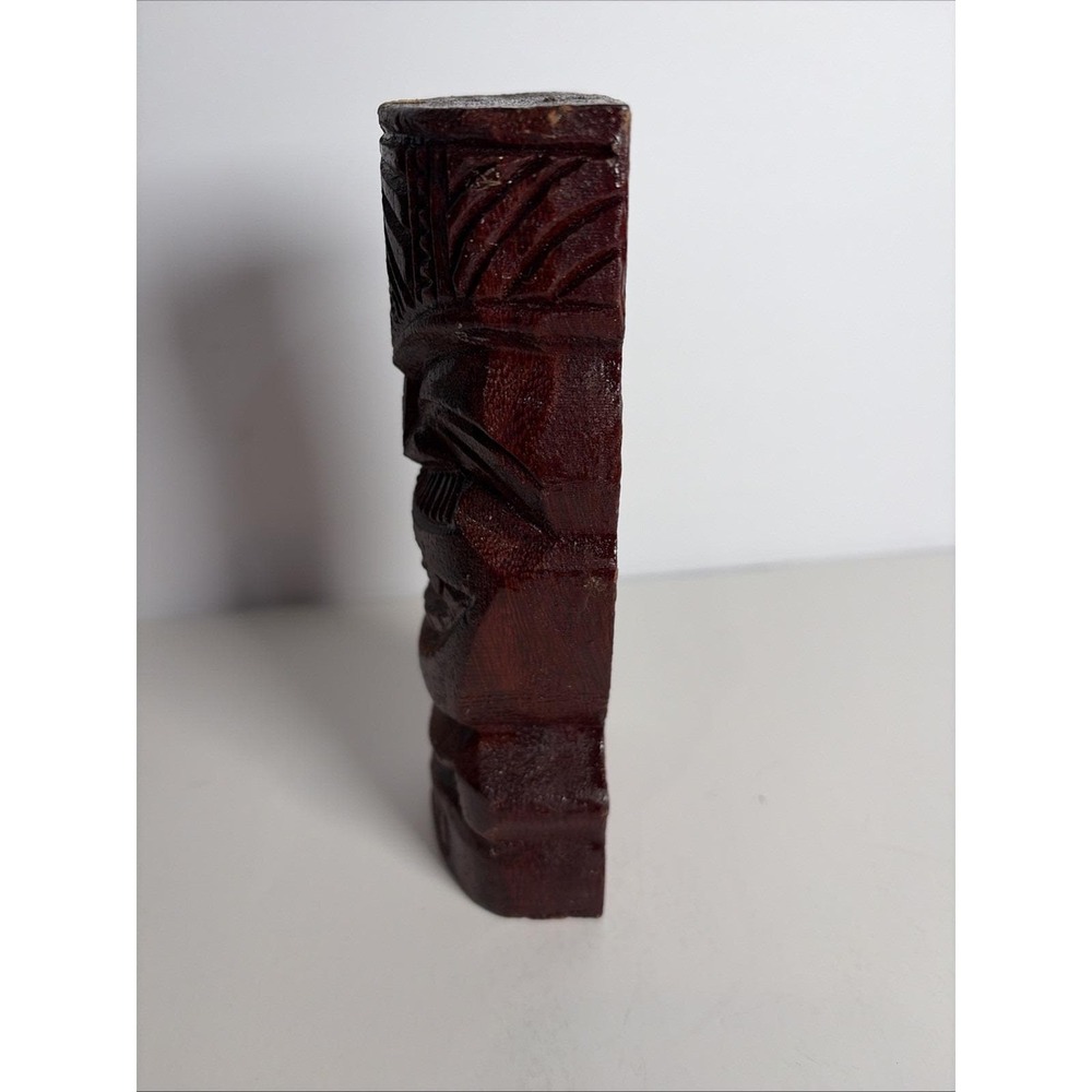 Lono Tiki Idol Statue Hand Carved Hard Wood Signed Hawaii 6" - Picture 5 of 10